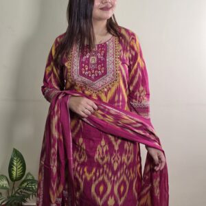 Ikkat print Cotton kurta set